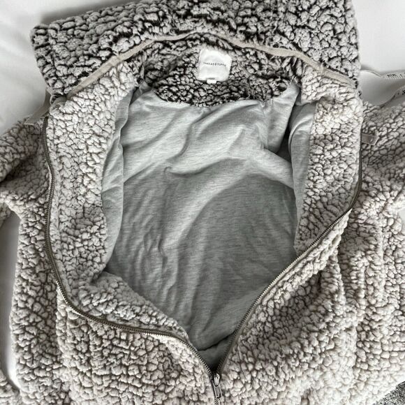 Thread & Supply Sherpa Hoodie Fleece Soft Fuzzy Full Zip Jacket Size M - Picture 3 of 6